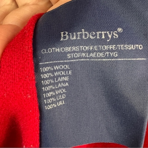 BURBERRY (Vintage Burberrys) 100% Wool Single Breasted Top Coat w/Red wool - Picture 7 of 14